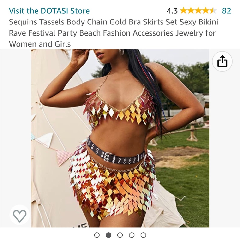 Dotasi chain link reflective rave top and skirt